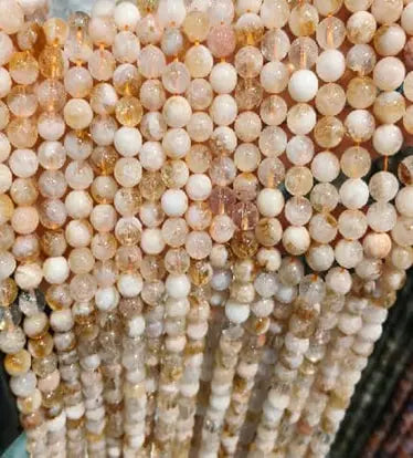 Natural Gemstone Beads Necklace - Handmade Natural Stone Jewelry,Brazil citrine (Yellow tower crystal), Size 8mm/50cm, NO.8 ABC Jewelries
